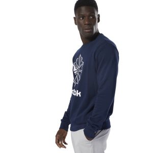 Reebok Classic French Terry Big Iconic Crewneck Sweatshirt Herren - Navy/Weiß - DE 706-VGB